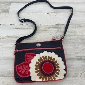 Brighton~Gilly Flower Appliquéd Leather~Shoulder/Crossbody Purse Bag~Adjustable